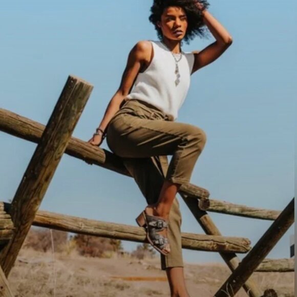 Freebird Caprice Leather Mule Sandal Olive Green Snake Full Grain Leather Sz 6 - Picture 2 of 11